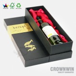 Crownwin caja de empaquetado del vino de lujo del cartón al por menor con el logotipo
