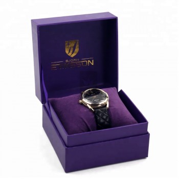 Caixa de relógio de papelão personalizada de luxo com logotipo de folha de ouro