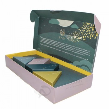 Caja de embalaje de papel revestido plegable para té con divisor de triángulo