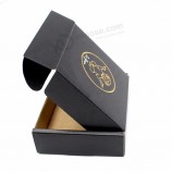 Caja de embalaje de cartón corrugado negro impreso con logo