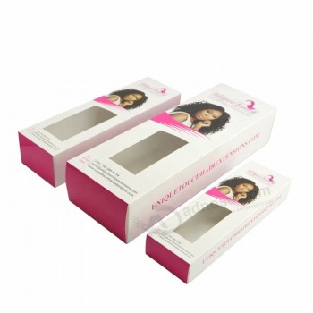 Embalaje de extensión de cabello caja de papel plegable con impresión de logo