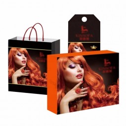 Kundenspezifisches Logo Luxus bunte Papier Haarverlängerung Verpackung Box mit Tasche