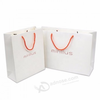 coated paper handle customized design white gift printed paper shopping bag