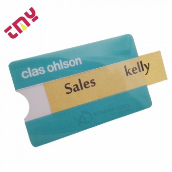Custom PVC Plastic Magnetic Reusable Round Dome Epoxy Engraved Employee Name Badge With Window With Clip