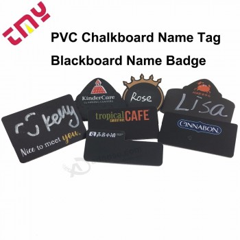 Plastic pvc herbruikbare blanco ober werknemer schoolbord naam badge, magnetische schoolbord naam badge tag voor hotel personeel