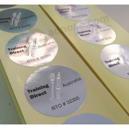 Etiquetas adhesivas de hologramas autoadhesivas de garantía de plata brillante