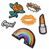 Patch di ricamo paillettes riflettente di vendita calda