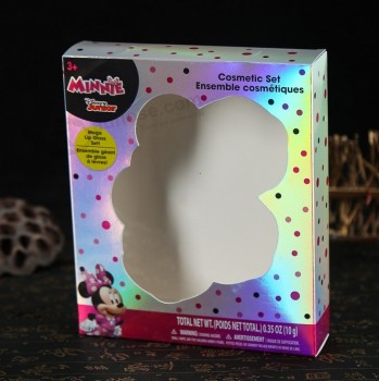 Caja de embalaje de la caja de embalaje de papel cosmética del diseño de la moda con la ventana del pvc para el cosmético