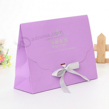Foldable Invitation Paper Envelope Packaging Box With Ribbon