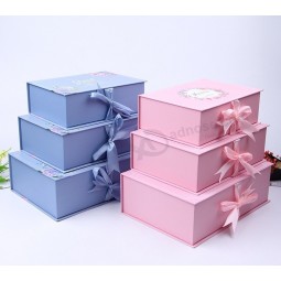 OEM custom luxury cardboard 1200gsm packaging flower magnetic flap closure folding rigid gift and hair extension box with ribbon