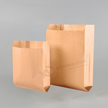 Wholesale recycled stand up baguette biodegradable food flat bottom kraft packaging paper bread bag bakery custom brown china
