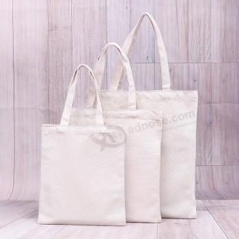 Standard size white cotton plain canvas fabric tote shopping shoulder carry blank packaging hand bag promotional with bottom