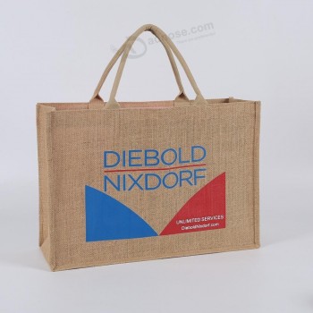 promotional natural custom jute bag whole sale with own logo and high quality