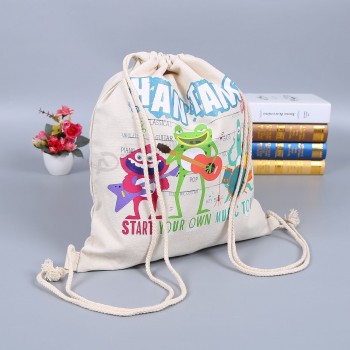 cheap custom rope drawstring bag canvas for promotional gift with your logo