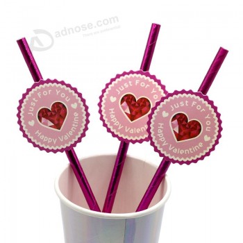 Biodegradable drinking straw valentine and wedding paper straw