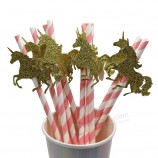 Eco-friendly waterproof degradable party decorative horse paper drinking straw