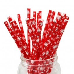 Snow paper straw for Christmas Day 19.8Cm paper drinking straw party supplies drinking paper straw