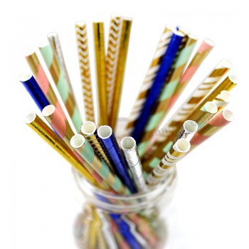 Gold Paper Drinking Straws Food Grade Drinking Paper Straws For Weddings And Parties