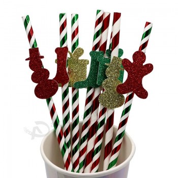 Paper christmas snowman straws for christmas decoration