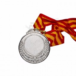 Various Type Sport Silver Metal Running Medal With Ribbon
