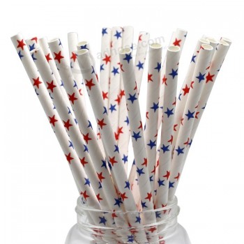 Eco friendly biodegradable star patterned paper sherbet straws