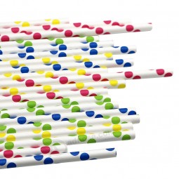 Biodegradable Straws Drinking Wholesale Polka Dot Paper Drinking Straws