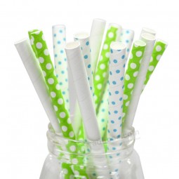 Wholesale green small polka dot paper straws