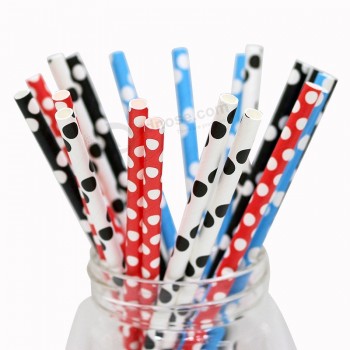 Wholesale biodegradable polka dot paper straws