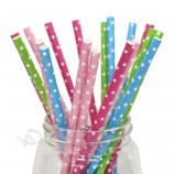 Eco-friendly -10 degrees and 50 degrees waterproof polka dot paper straws green