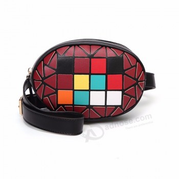 Waist Bag Women Mosaic Spell Color Lattice Waist Fanny Pack Bags