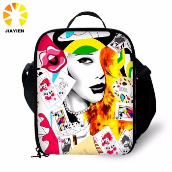 3D Effect graffiti girls cooler bag lunch box bag For Kids Students