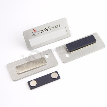 Back magnetic button anodized aluminum metal asset tag label