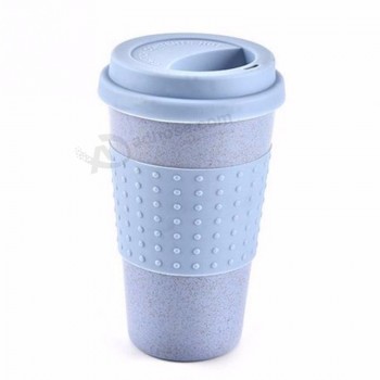 便携式麦秸塑料咖啡杯带盖