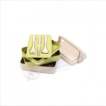 Biodegradable Wheat Straw Three Layers Food Packing Bento Lunch Box