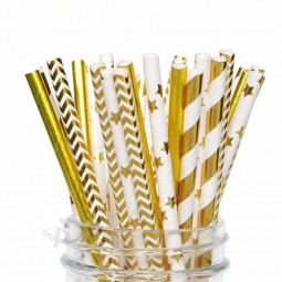 Party Favors disposable Striped Recycled Drinking Wax Paper Straws Wholesale