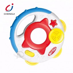 Top quality plastic baby musical toy tambourine instrument with light