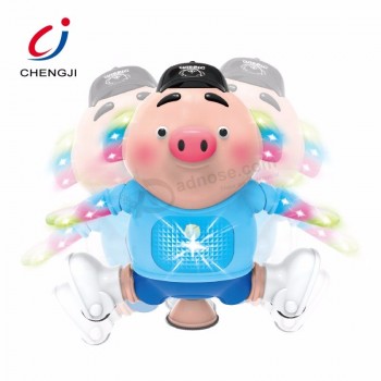 Wholesale funny electronic animal toy with light and music cute plastic toy pig