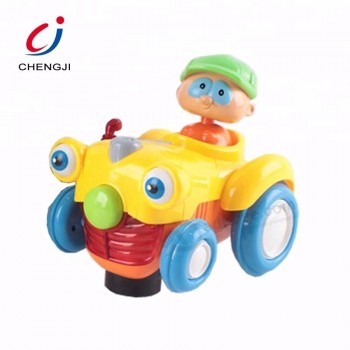 Promotional lovely small plastic battery operated cartoon car farmer toys
