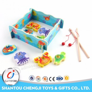 Kids educational magnetic fishing game wooden toy manufacturer
