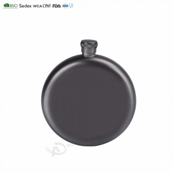 Matte black Round shape stainless steel hip flask