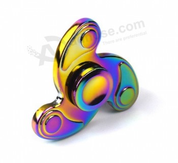 Cor do arco-íris de liga de zinco metal fidget mão spinner brinquedo