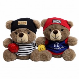 定制可爱柔软运动毛绒篮球泰迪熊与衬衫和标志