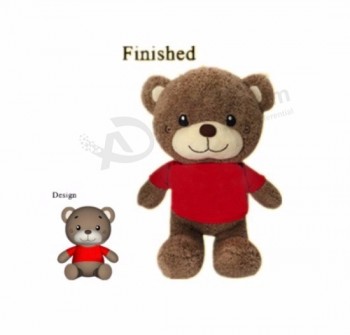 毛绒动物微笑熊毛绒标志定制泰迪熊与衬衫