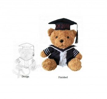 软填充动物毛绒定制泰迪熊毕业与衬衫