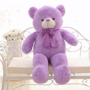 玩具2019大尺寸毛绒微笑紫色泰迪熊巨型与领结