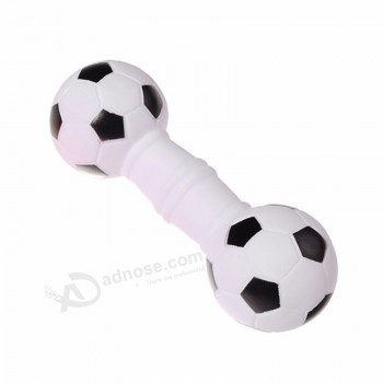 Novo vinil pet brinquedo futebol squeaky dumbbell dog toys