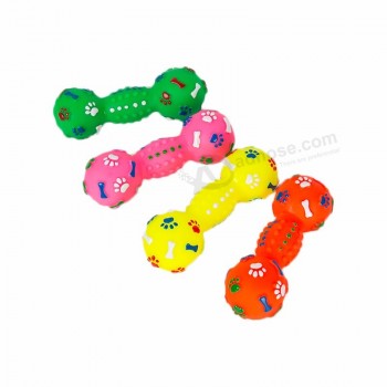 Natural eco amigável squeaky haltere animal de estimação cão som brinquedos