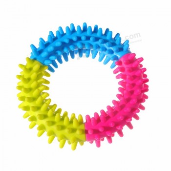 Engraçado três cores espinho círculo tpr pet brinquedos
