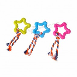Produção exclusiva tpr pet toy small five-Estrela pontiaguda com corda de algodão