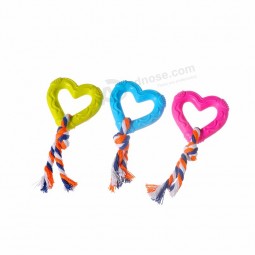 Personalizado treinamento cão tpr brinquedos amor forma com corda de algodão